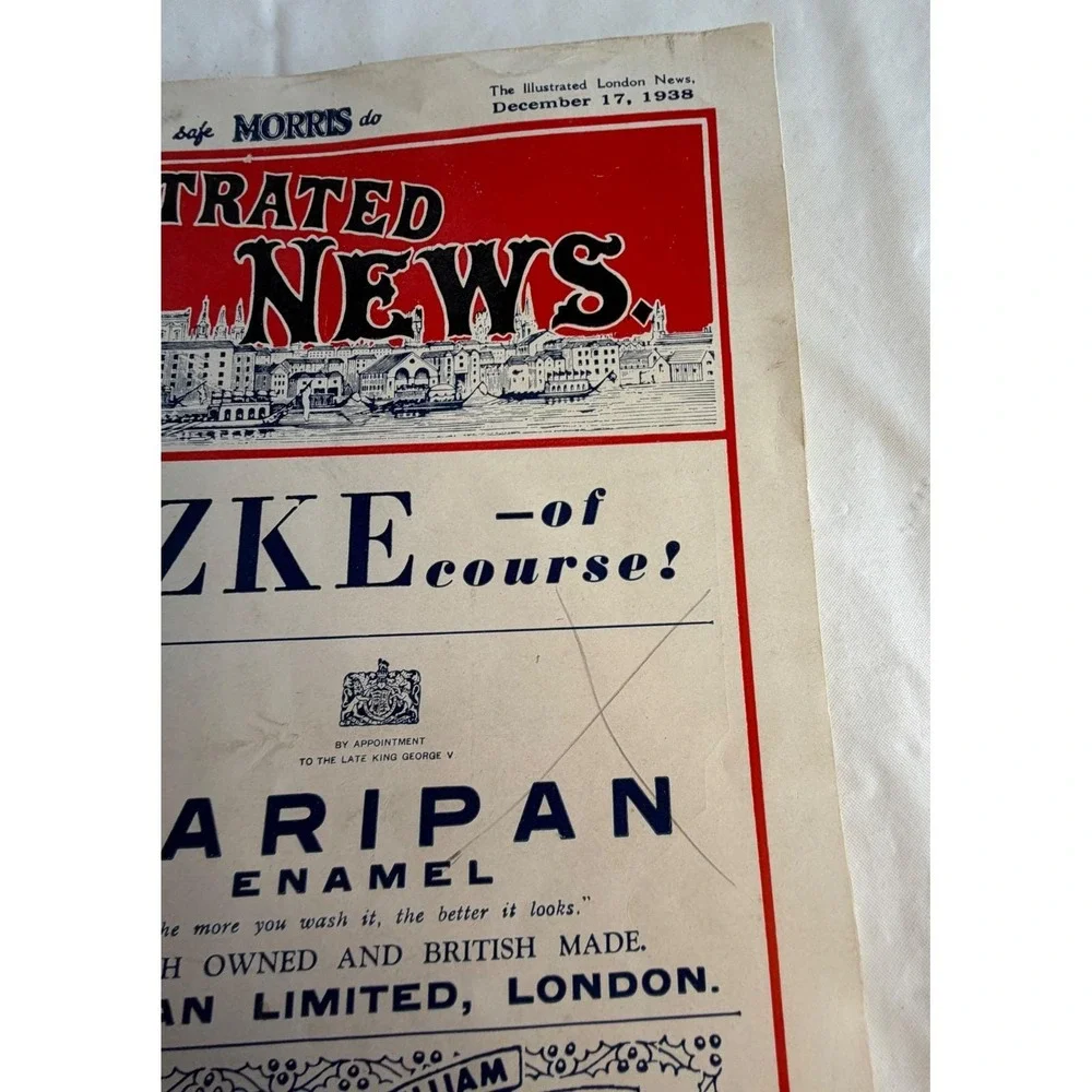 Vintage 1938 The Illustrated London News December 17 Dewars White Label Ad